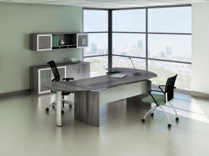 Gray Steel Laminate "L" Desk Office