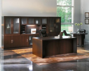 Executive Office Desk with Wall Unit